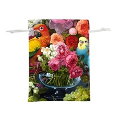 Flower And Parrot Art Flower Painting Lightweight Drawstring Pouch (s) by Cemarart