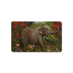 Jungle Of Happiness Painting Peacock Elephant Magnet (name Card)