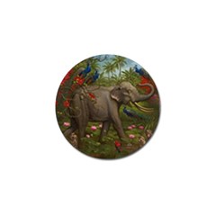 Jungle Of Happiness Painting Peacock Elephant Golf Ball Marker (10 Pack)