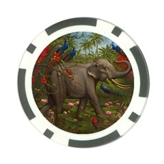 Jungle Of Happiness Painting Peacock Elephant Poker Chip Card Guard (10 Pack) by Cemarart