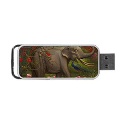 Jungle Of Happiness Painting Peacock Elephant Portable Usb Flash (one Side)