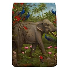 Jungle Of Happiness Painting Peacock Elephant Removable Flap Cover (l)