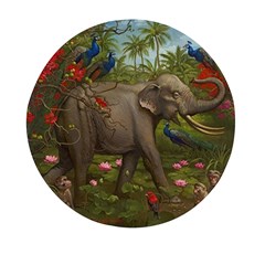 Jungle Of Happiness Painting Peacock Elephant Mini Round Pill Box (pack Of 3) by Cemarart