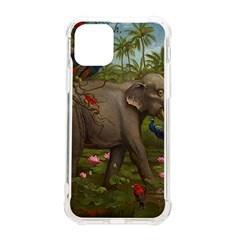 Jungle Of Happiness Painting Peacock Elephant Iphone 11 Pro 5 8 Inch Tpu Uv Print Case by Cemarart