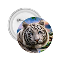 White Tiger Peacock Animal Fantasy Water Summer 2 25  Buttons