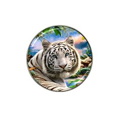 White Tiger Peacock Animal Fantasy Water Summer Hat Clip Ball Marker (4 Pack)