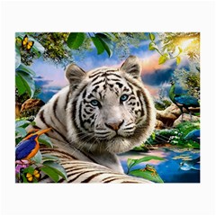 White Tiger Peacock Animal Fantasy Water Summer Small Glasses Cloth