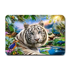 White Tiger Peacock Animal Fantasy Water Summer Small Doormat