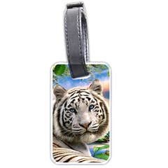 White Tiger Peacock Animal Fantasy Water Summer Luggage Tag (one Side)