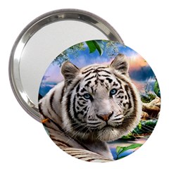 White Tiger Peacock Animal Fantasy Water Summer 3  Handbag Mirrors