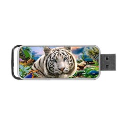 White Tiger Peacock Animal Fantasy Water Summer Portable Usb Flash (two Sides) by Cemarart