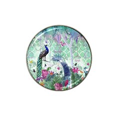 Peacock Parrot Bird Pattern Exotic Summer Green Flower Jungle Paradise Hat Clip Ball Marker (4 Pack)