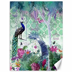 Peacock Parrot Bird Pattern Exotic Summer Green Flower Jungle Paradise Canvas 36  X 48 