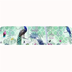 Peacock Parrot Bird Pattern Exotic Summer Green Flower Jungle Paradise Large Bar Mat