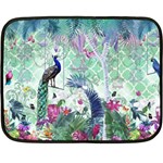 Peacock Parrot Bird Pattern Exotic Summer Green Flower Jungle Paradise Two Sides Fleece Blanket (Mini) 35 x27  Blanket Front