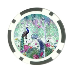 Peacock Parrot Bird Pattern Exotic Summer Green Flower Jungle Paradise Poker Chip Card Guard (10 Pack)