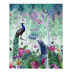 Peacock Parrot Bird Pattern Exotic Summer Green Flower Jungle Paradise Shower Curtain 60  X 72  (medium) 