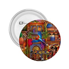 Arabian Street Art Colorful Peacock Tiger Man Parrot Horse Dancer Fantasy 2 25  Buttons