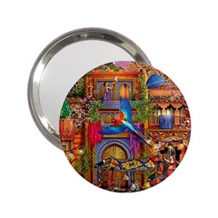 Arabian Street Art Colorful Peacock Tiger Man Parrot Horse Dancer Fantasy 2 25  Handbag Mirrors