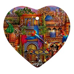 Arabian Street Art Colorful Peacock Tiger Man Parrot Horse Dancer Fantasy Heart Ornament (two Sides)