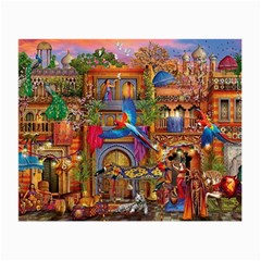 Arabian Street Art Colorful Peacock Tiger Man Parrot Horse Dancer Fantasy Small Glasses Cloth (2 Sides)