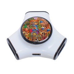 Arabian Street Art Colorful Peacock Tiger Man Parrot Horse Dancer Fantasy 3-port Usb Hub