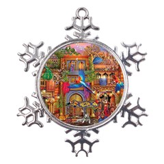 Arabian Street Art Colorful Peacock Tiger Man Parrot Horse Dancer Fantasy Metal Large Snowflake Ornament