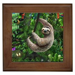 Sloth In Jungle Art Animal Fantasy Framed Tile