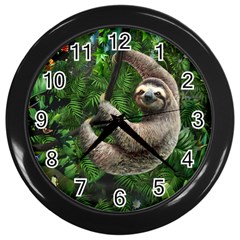 Sloth In Jungle Art Animal Fantasy Wall Clock (black)