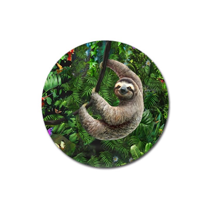 Sloth In Jungle Art Animal Fantasy Magnet 3  (Round)