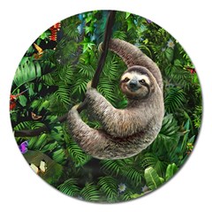 Sloth In Jungle Art Animal Fantasy Magnet 5  (round)