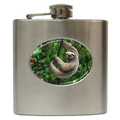 Sloth In Jungle Art Animal Fantasy Hip Flask (6 Oz)