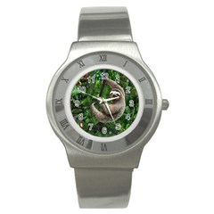 Sloth In Jungle Art Animal Fantasy Stainless Steel Watch