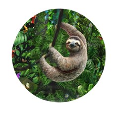 Sloth In Jungle Art Animal Fantasy Mini Round Pill Box (pack Of 5) by Cemarart