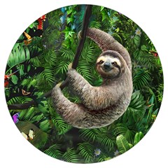 Sloth In Jungle Art Animal Fantasy Round Trivet by Cemarart