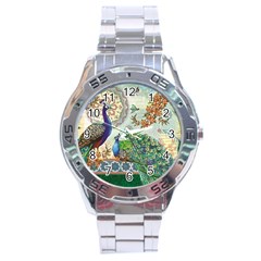 Royal Peacock Feather Art Fantasy Stainless Steel Analogue Watch