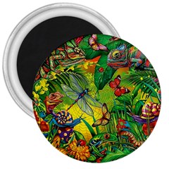 The Chameleon Colorful Mushroom Jungle Flower Insect Summer Dragonfly 3  Magnets