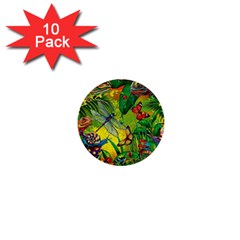 The Chameleon Colorful Mushroom Jungle Flower Insect Summer Dragonfly 1  Mini Buttons (10 Pack)  by Cemarart