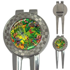 The Chameleon Colorful Mushroom Jungle Flower Insect Summer Dragonfly 3-in-1 Golf Divots