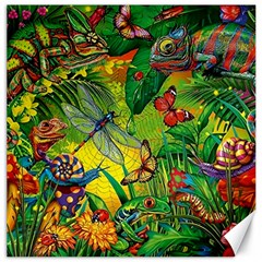 The Chameleon Colorful Mushroom Jungle Flower Insect Summer Dragonfly Canvas 12  X 12 