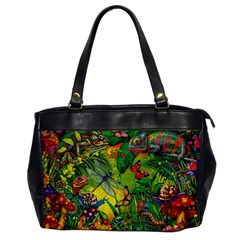 The Chameleon Colorful Mushroom Jungle Flower Insect Summer Dragonfly Oversize Office Handbag