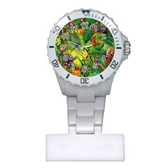 The Chameleon Colorful Mushroom Jungle Flower Insect Summer Dragonfly Plastic Nurses Watch