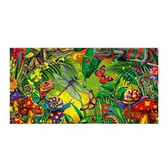 The Chameleon Colorful Mushroom Jungle Flower Insect Summer Dragonfly Satin Wrap 35  X 70 