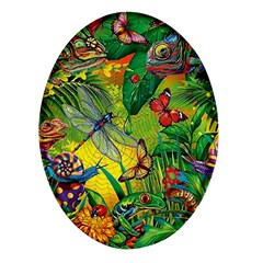 The Chameleon Colorful Mushroom Jungle Flower Insect Summer Dragonfly Oval Glass Fridge Magnet (4 Pack) by Cemarart