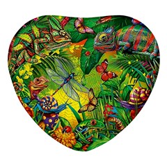 The Chameleon Colorful Mushroom Jungle Flower Insect Summer Dragonfly Heart Glass Fridge Magnet (4 Pack) by Cemarart