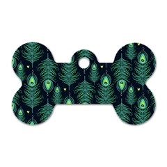 Peacock Pattern Dog Tag Bone (one Side)