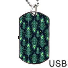 Peacock Pattern Dog Tag Usb Flash (one Side)