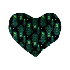 Peacock Pattern Standard 16  Premium Heart Shape Cushions