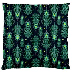 Peacock Pattern Large Premium Plush Fleece Cushion Case (One Side)