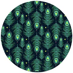 Peacock Pattern Wooden Puzzle Round